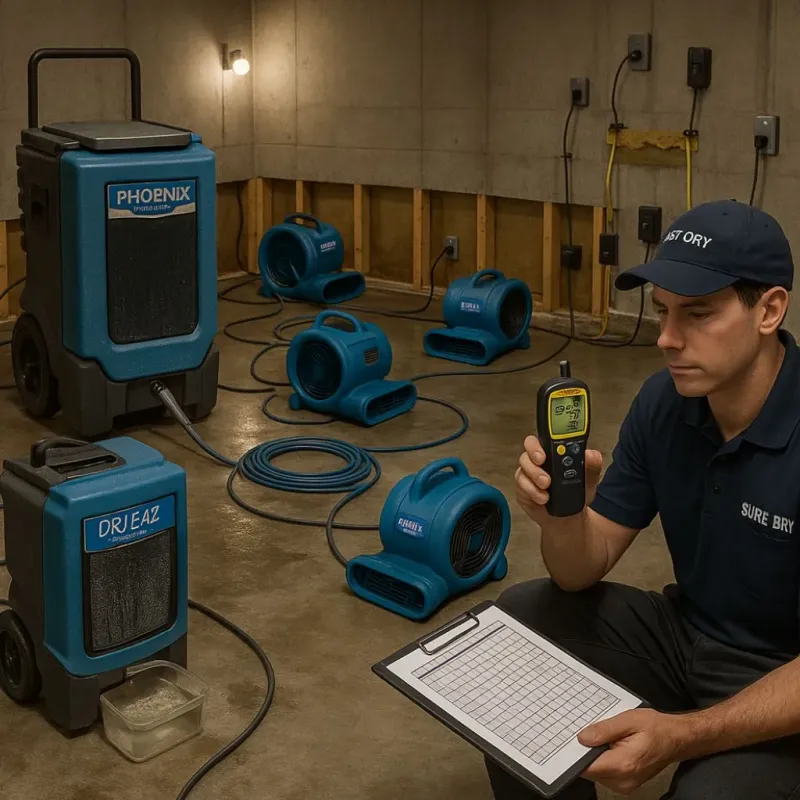 Structural Drying and Dehumidification process in Tahoka, TX